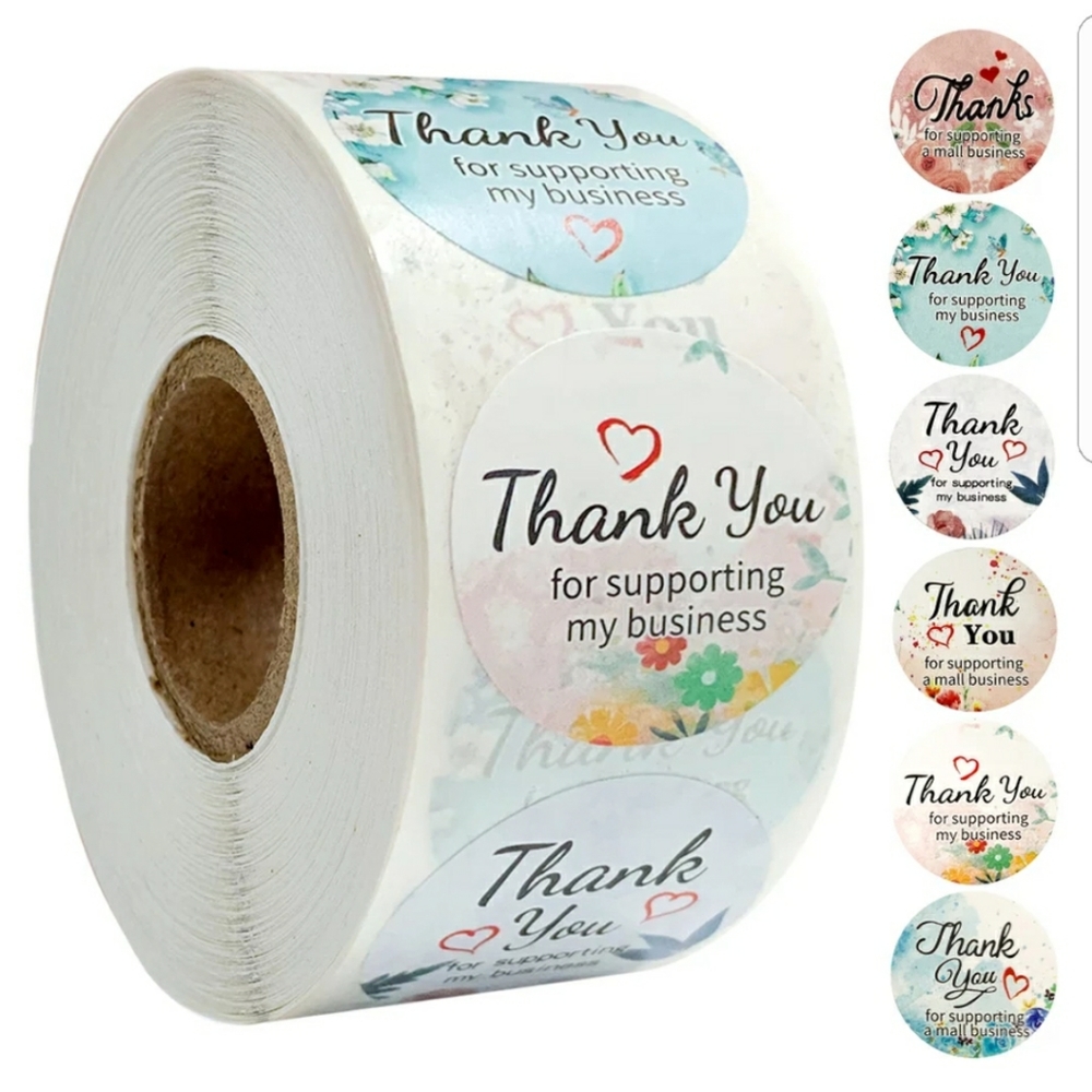 500 thank you stickers with various designs.